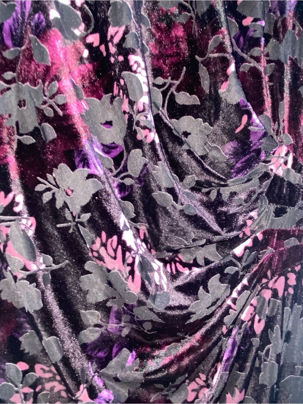 Adrianna Papell Floral Velvet Burnout Ruched Party Sheath Black Purple Dress 6 - Picture 10 of 16